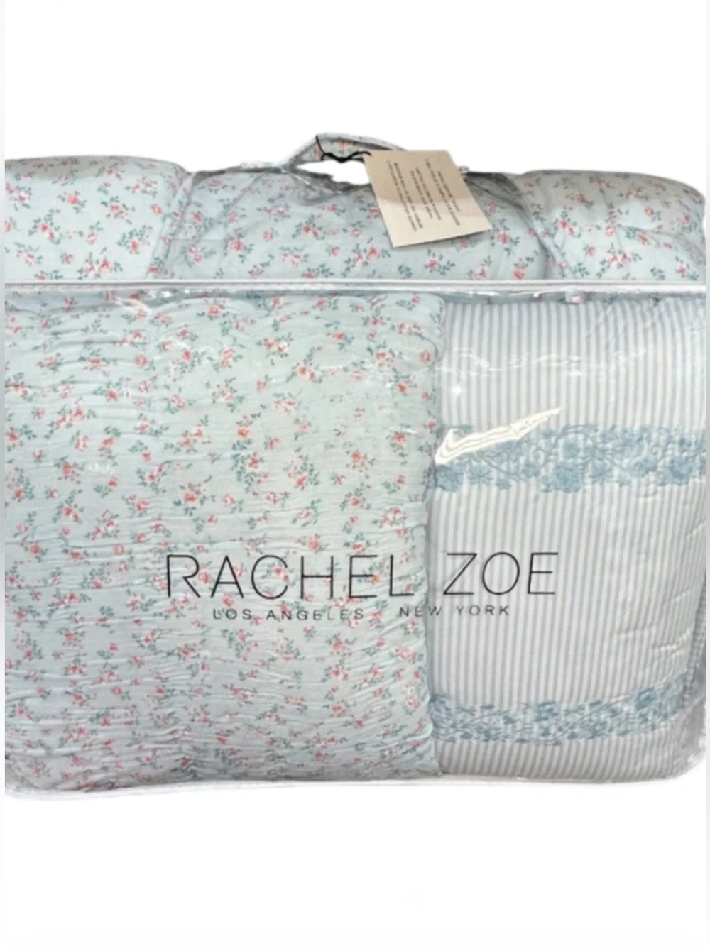 Rachel Zoe Blue and Multicolored Queen Cloud Like Gauze Comforter Set 90”x90”